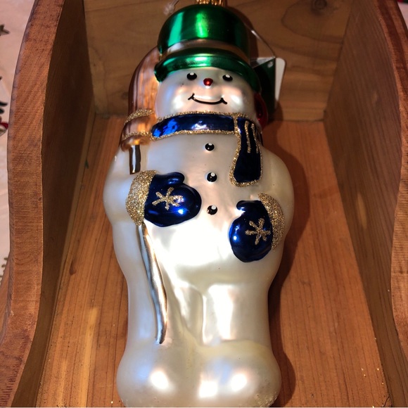 Lord and Taylor Signature gifts of Christmas Glass Snowman Ornament New. - Picture 1 of 6